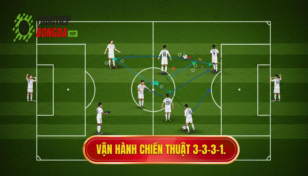 Cách vận hành Chiến thuật bóng đá 3-3-3-1